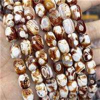 Fire Agate Barrel Beads Orange Dye, approx 10-14mm