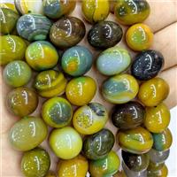 Natural Stripe Agate Egg Beads Olive Dye, approx 15-20mm