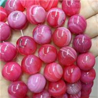 Natural Stripe Agate Beads Banded Red Dye Smooth Round, approx 18mm, 20pcs per st