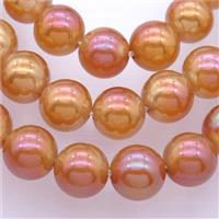 round white Agate Beads with orange electroplated, approx 8mm dia