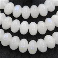 white MoonStone rondelle Beads, electroplated, approx 5x8mm