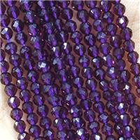 Purple Crystal Glass Beads Faceted Round, approx 3mm dia