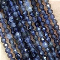 Natural Iolite Beads Faceted Round Inkblue AA-Grade, approx 2mm dia
