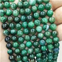 Natural African Mica Verdite Beads Smooth Round Green Fuchsite, approx 8mm dia