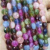 Dye Jade Beads Mixed Color Faceted Circle, approx 8mm
