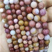 Natural Wood Petrified Jasper Beads Red Smooth Round, approx 8mm dia