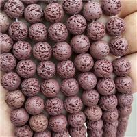 Rock Lava Round Beads Maroon Red Dye, approx 8mm dia