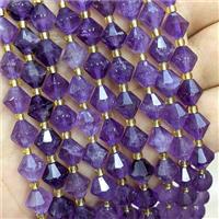 Natural Purple Amethyst Bicone Beads, approx 8mm