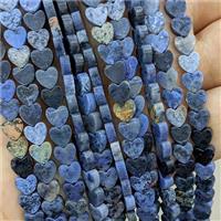Natural Dumortierite Heart Beads Blue, approx 6mm