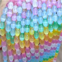 Natural Selenite Rice Beads Dye Multicolor, approx 8-12mm