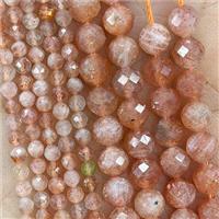 Natural Golden Spot Sunstone Beads Orange Faceted Round, approx 5.5mm