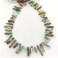 Natural Australian Chrysoprase Stick Beads Green Topdrilled, approx 6-20mm