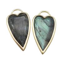 Labradorite Heart Pendant Gold Plated, approx 18-35mm
