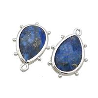 Natural Blue Lapis Lazuli Teardrop Pendant Platinum Plated, approx 10-18mm