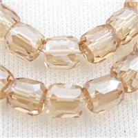 gold champagne Crystal Glass Beads, faceted barrel, approx 10mm, 50pcs per st