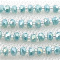 blue Jadeite Glass Beads, faceted rondelle, approx 4mm, 62cm length