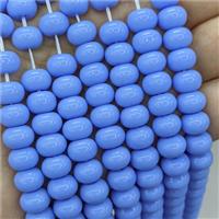 Jadeite Glass Beads Blue Dye Smooth Rondelle, approx 10mm
