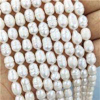 White Pearl Rice Beads B-Grade, approx 7-8mm, about 35pcs