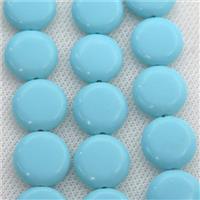blue Synthetic Turquoiuse beads, circle coin, approx 14mm dia