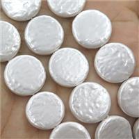 baroque style White Pearlized Shell coin Beads, approx 8mm
