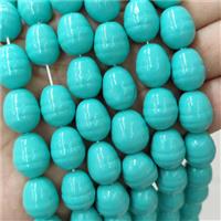 Baroque Style Pearlized Shell Barrel Beads Screw Teal Dye, approx 13-16mm