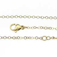 Stainless Steel Necklace Chain Gold Plated, approx 2mm, 44-49cm length
