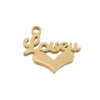 Stainless Steel LOVEU Heart Charms Pendant Gold Plated, approx 13-14mm
