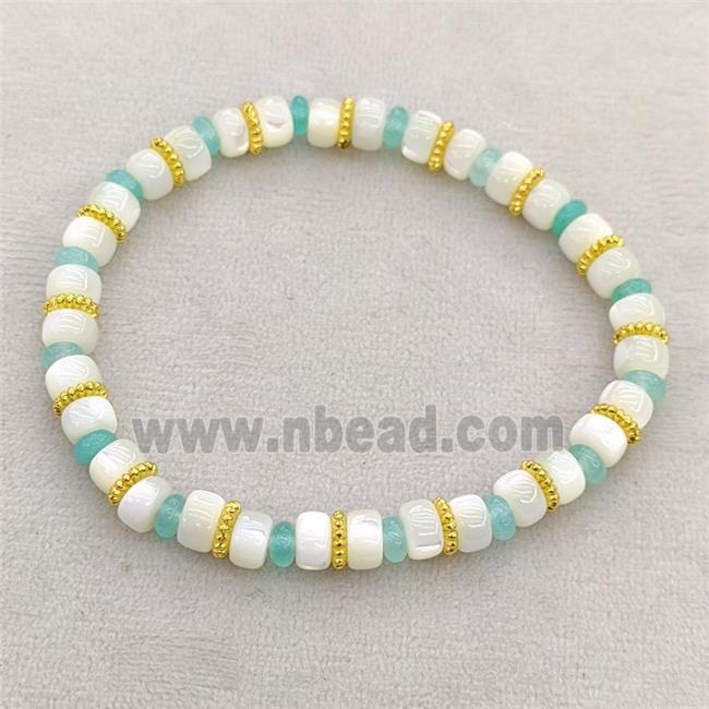 MOP Shell Bracelets Stretchy Rondelle