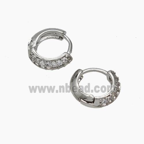 Copper Hoop Earrings Micropave Zirconia Platinum Plated
