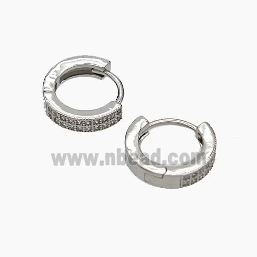Copper Hoop Earrings Micropave Zirconia Platinum Plated