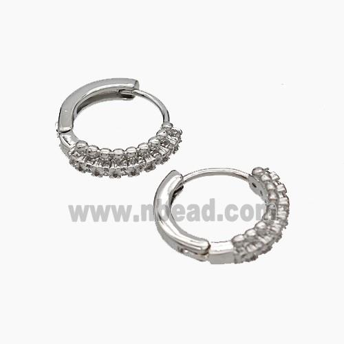 Copper Hoop Earrings Micropave Zirconia Platinum Plated