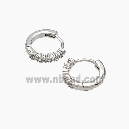 Copper Hoop Earrings Micropave Zirconia Platinum Plated