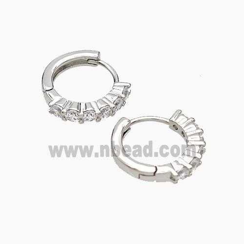 Copper Hoop Earrings Micropave Zirconia Platinum Plated