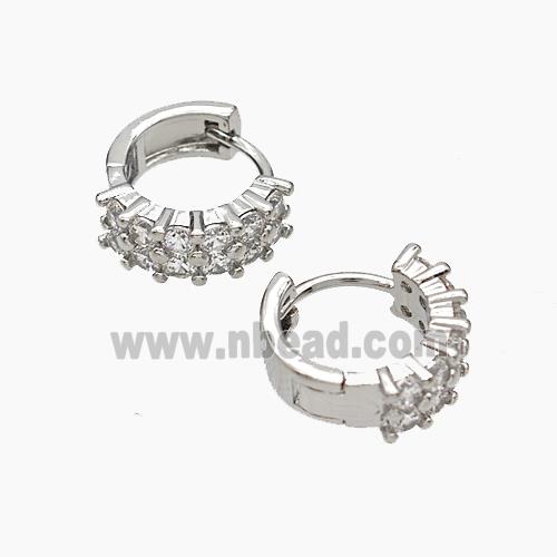 Copper Hoop Earrings Micropave Zirconia Platinum Plated
