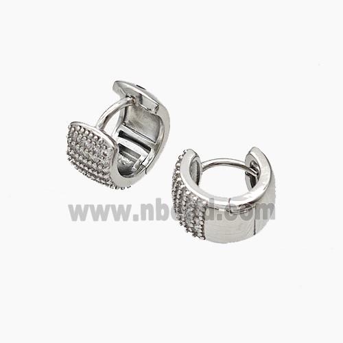 Copper Hoop Earrings Micropave Zirconia Platinum Plated