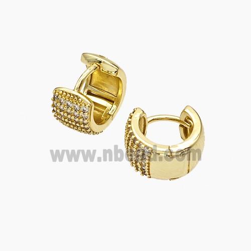 Copper Hoop Earrings Micropave Zirconia Gold Plated