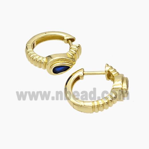 Copper Latchback Earrings Micropave Zirconia Teardrop Gold Plated