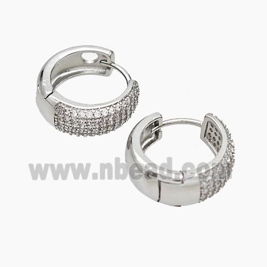 Copper Hoop Earrings Micropave Zirconia Platinum Plated