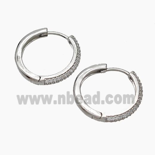 Copper Hoop Earrings Micropave Zirconia Platinum Plated