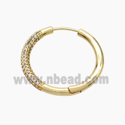Copper Hoop Earrings Micropave Zirconia Gold Plated