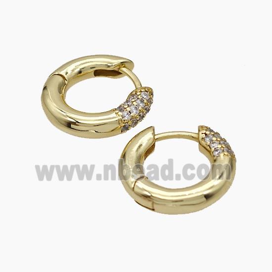 Copper Hoop Earrings Pave Zirconia Gold Plated