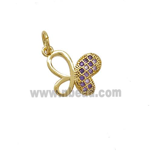 Copper Butterfly Pendant Pave Zirconia Gold Plated