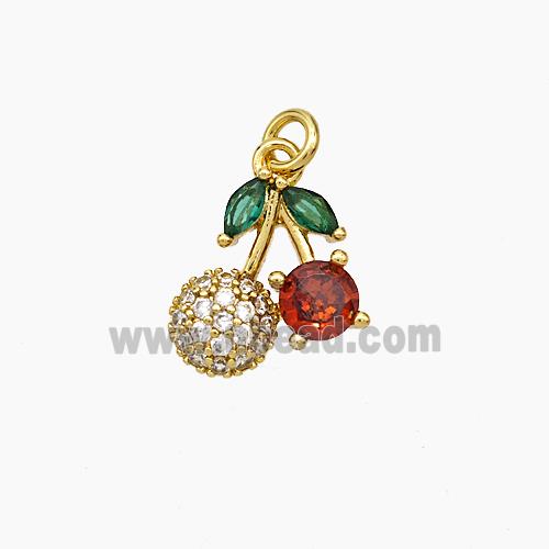 Copper Cherry Pendant Pave Zirconia Gold Plated
