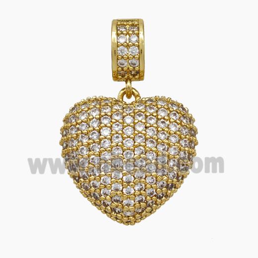 Copper Heart Pendant Micropave Zirconia Gold Plated