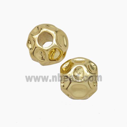 Copper Round Beads Hammered Large Hole Gold Plated