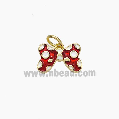 Copper Butterfly Pendant Red Painted Gold Plated