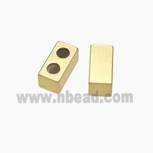 Copper Cuboid Beads 2holes Gold Plated