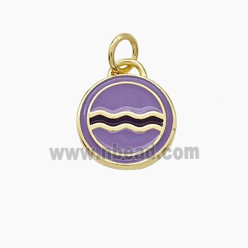 Copper Sea Pendant Enamel Circle Gold Plated