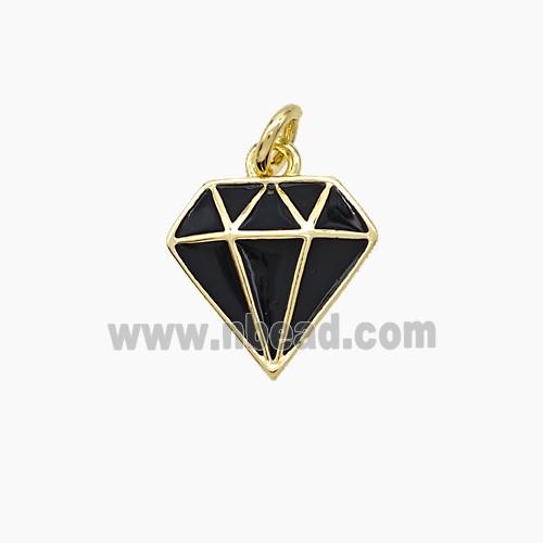 Copper Diamond Pendant Black Enamel Gold Plated