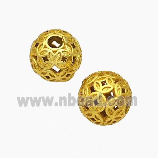 Copper Round Beads Large Hole Gold Plated